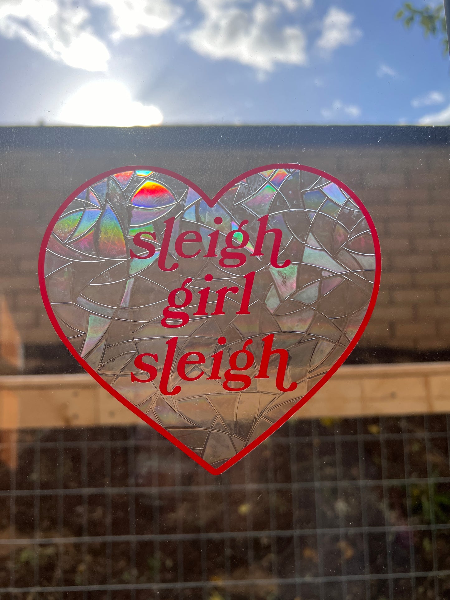 Holiday Hearts window cling