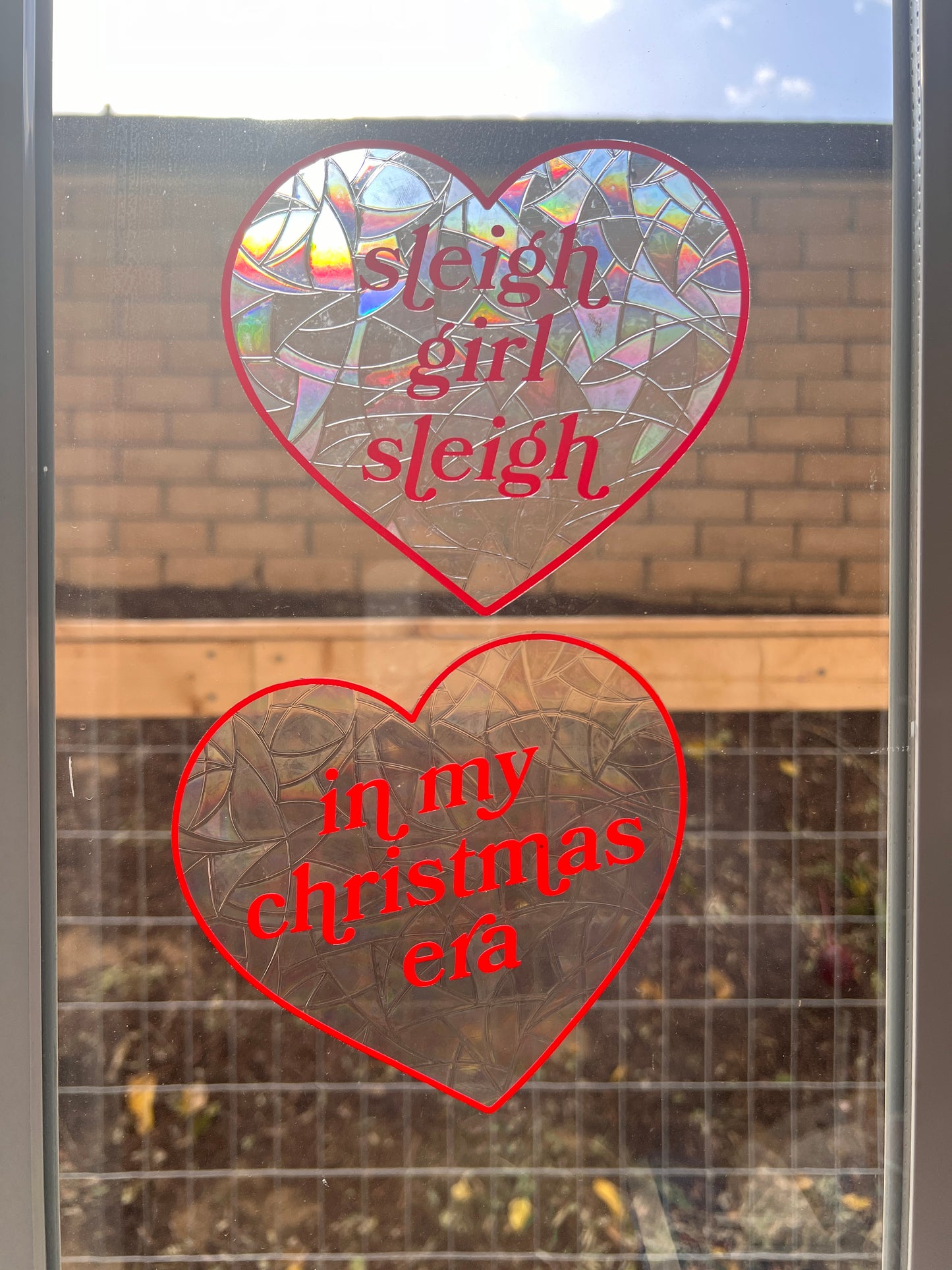 Holiday Hearts window cling