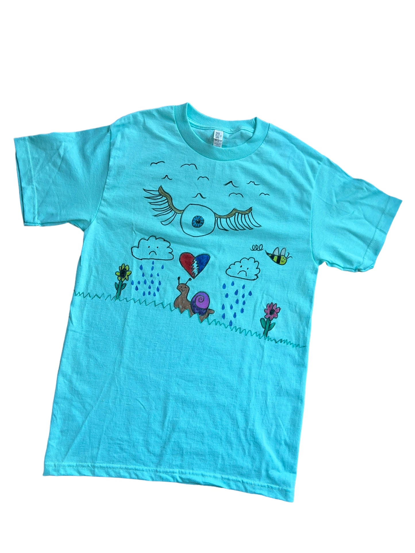 Small - teal one of a kind shirt designed by Kamryn