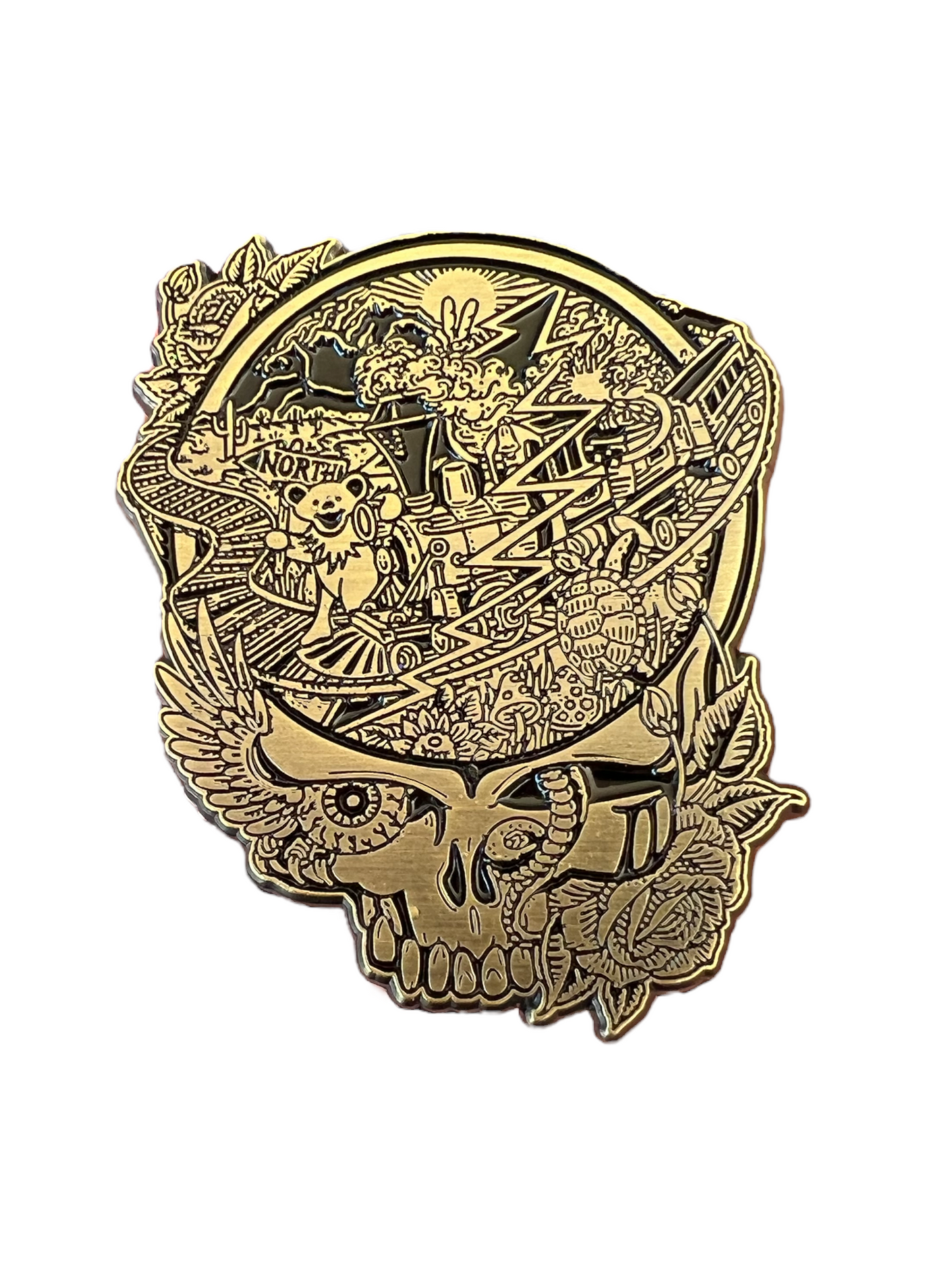 Northbound Stealie pin - antique gold