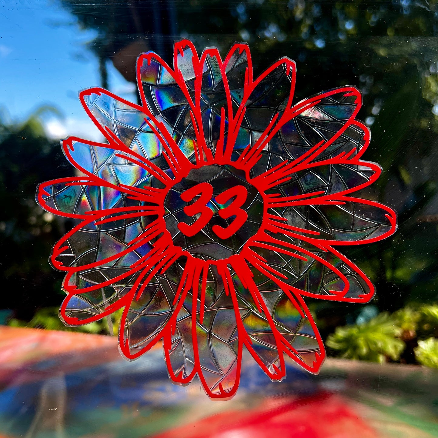 Red Daisy window cling