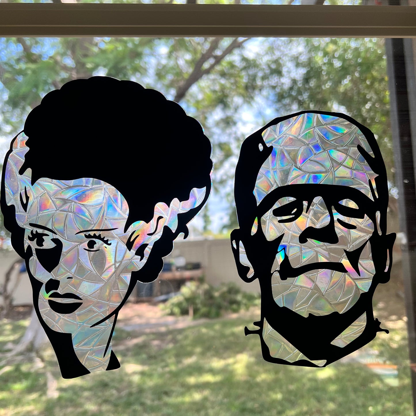 Frankenstein & Bride window clings