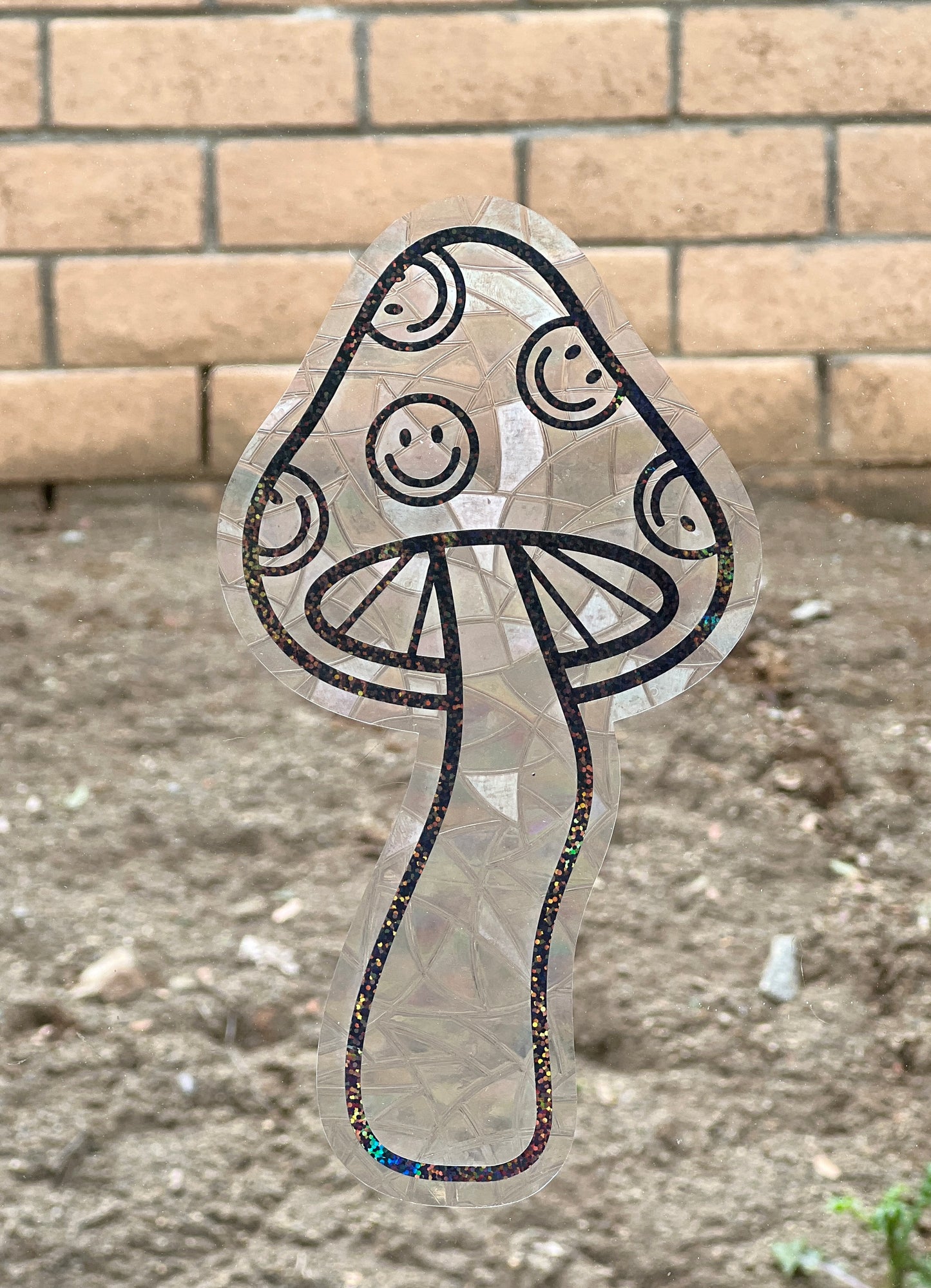 Happy Mushroom window cling