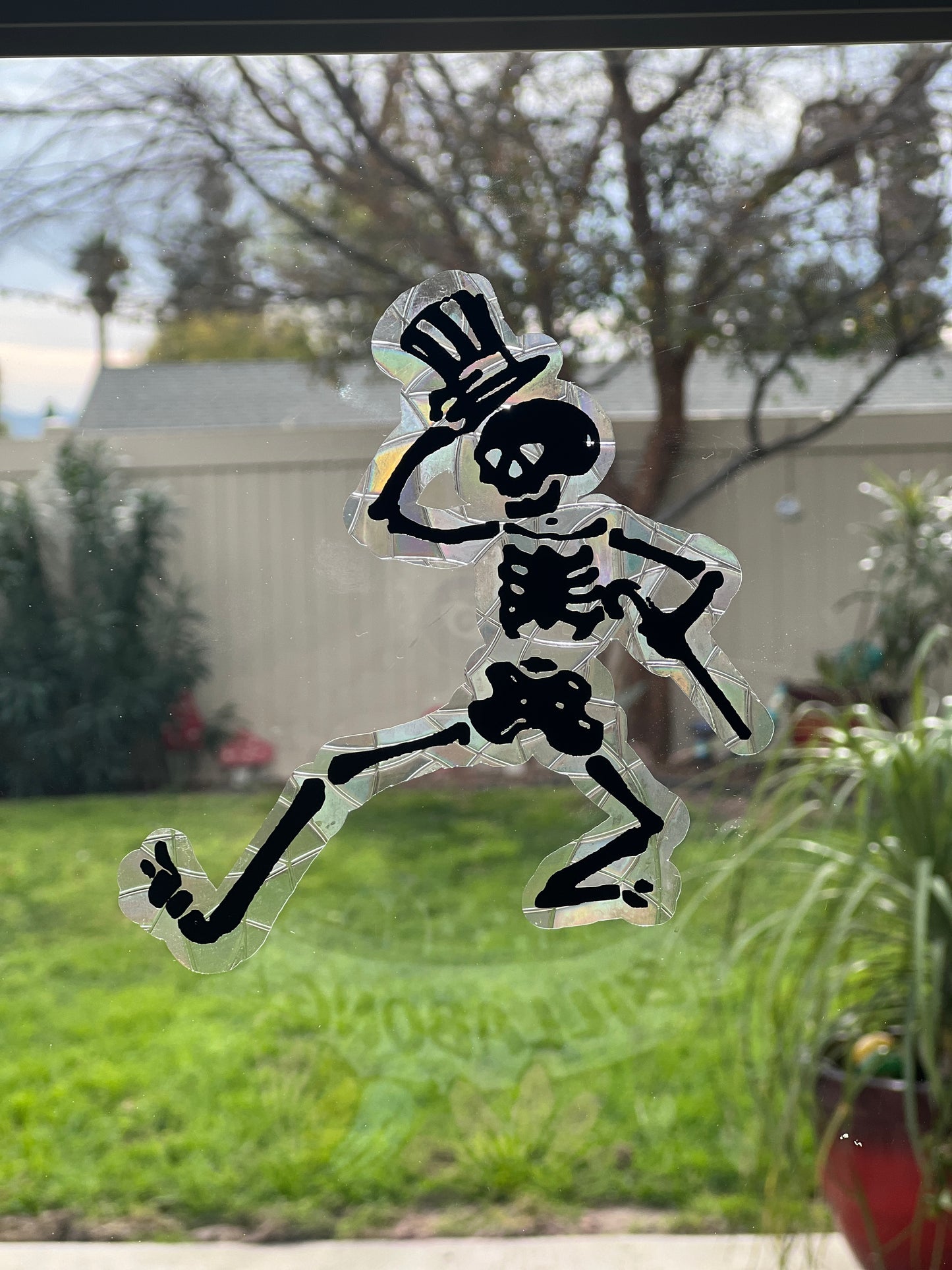 Dancing Skeleton window cling