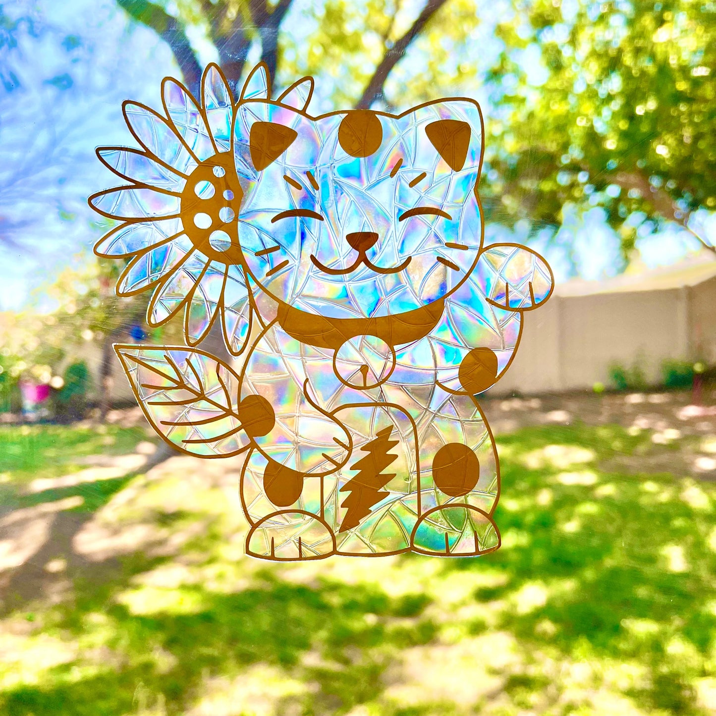 Sunflower Cat window cling