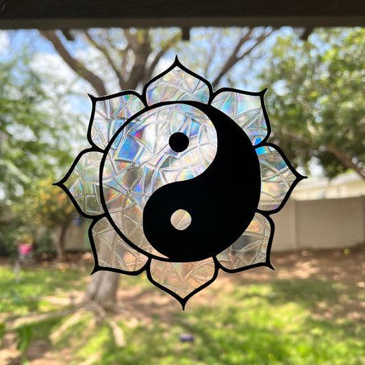 Yin Yang flower window cling