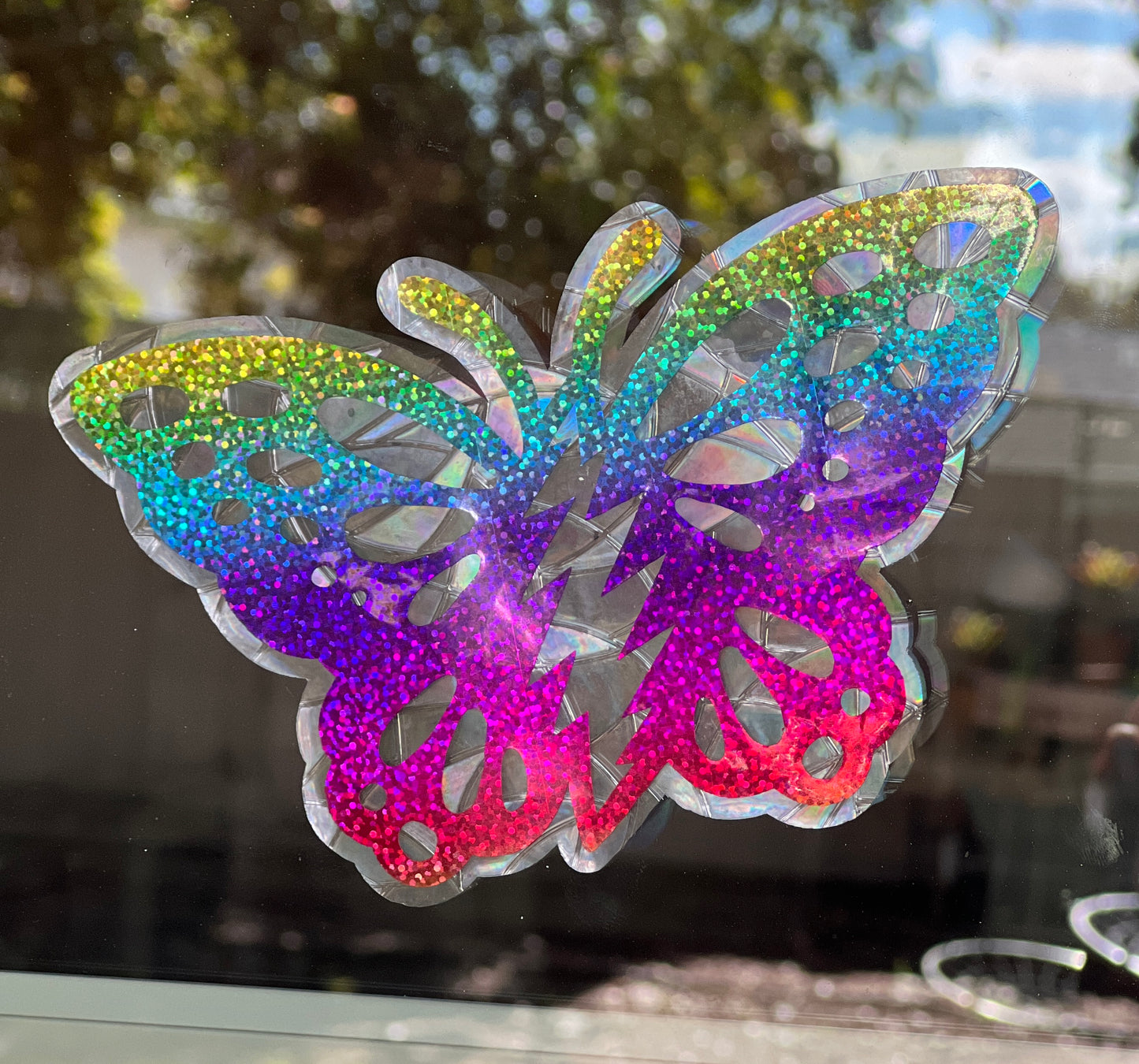 Rainbow butterfly window cling