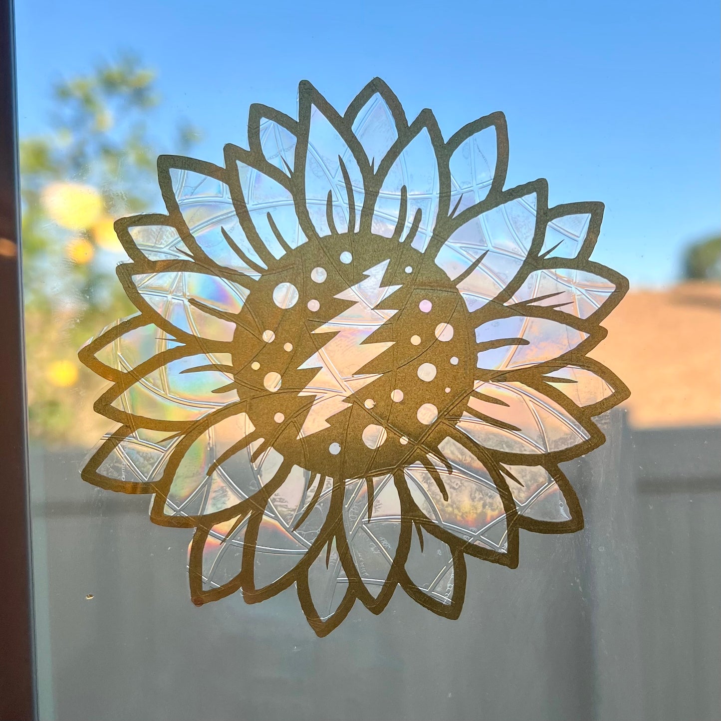 Gold sunflower bolt  window cling