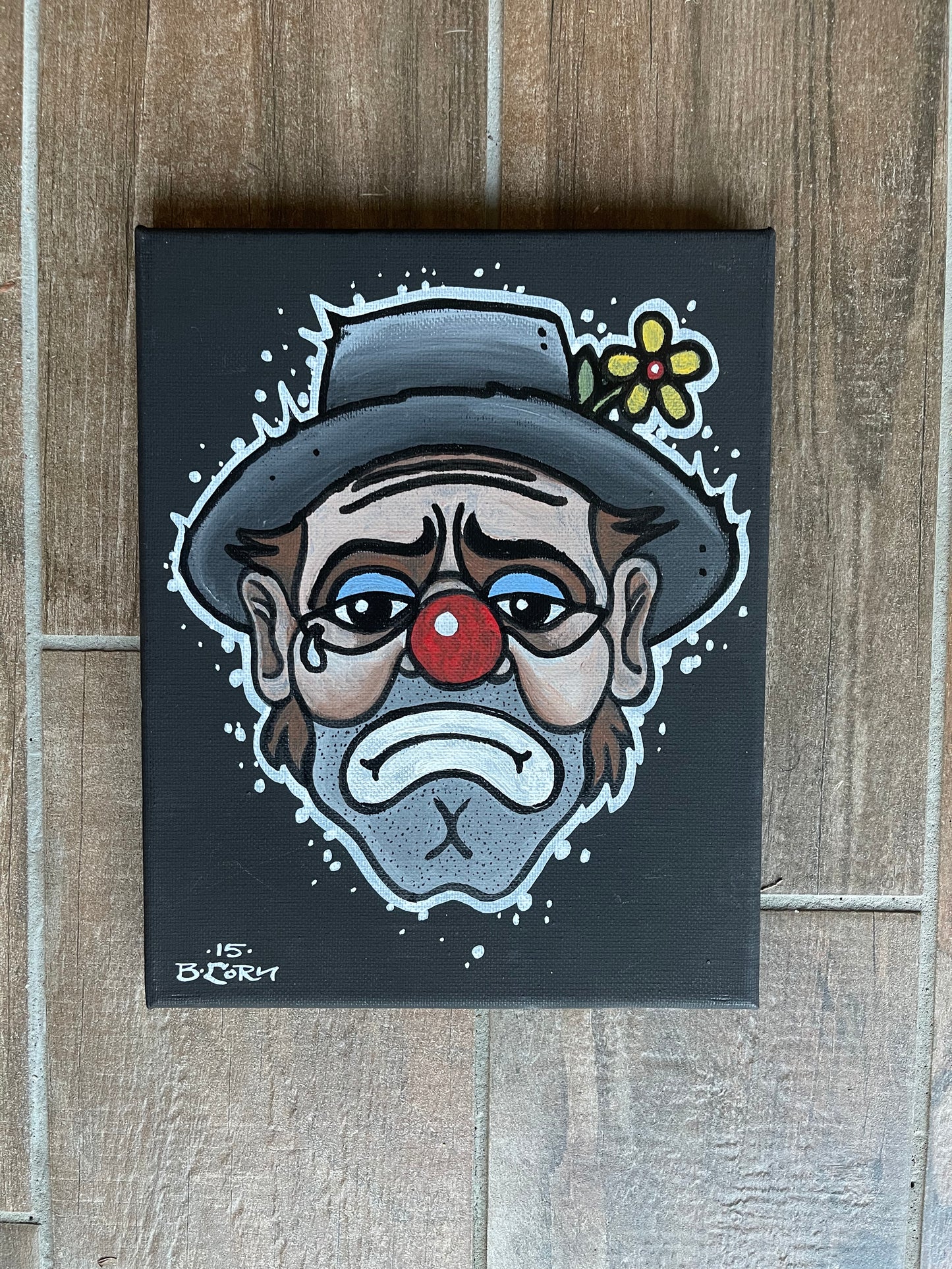 Sad clown painting