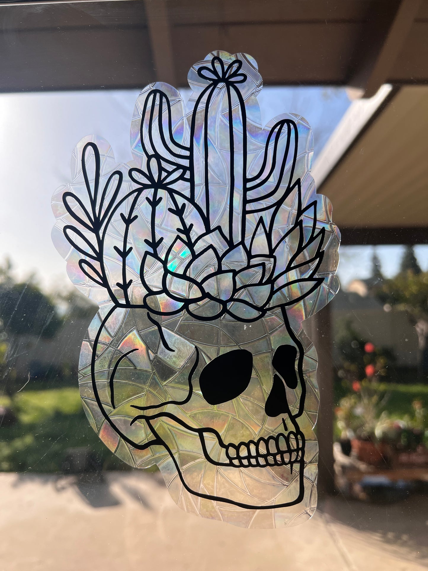 Succulent skull window cling