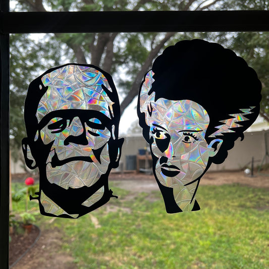 Frankenstein & Bolt Bride window cling