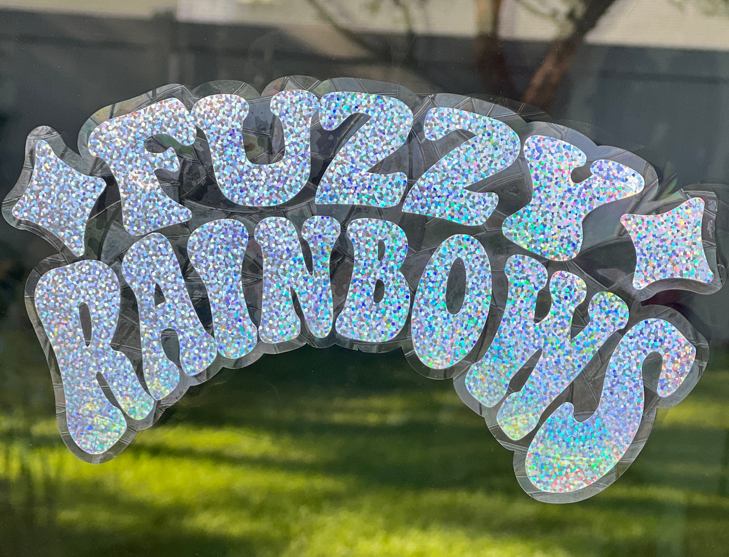 Fuzzy rainbows window cling