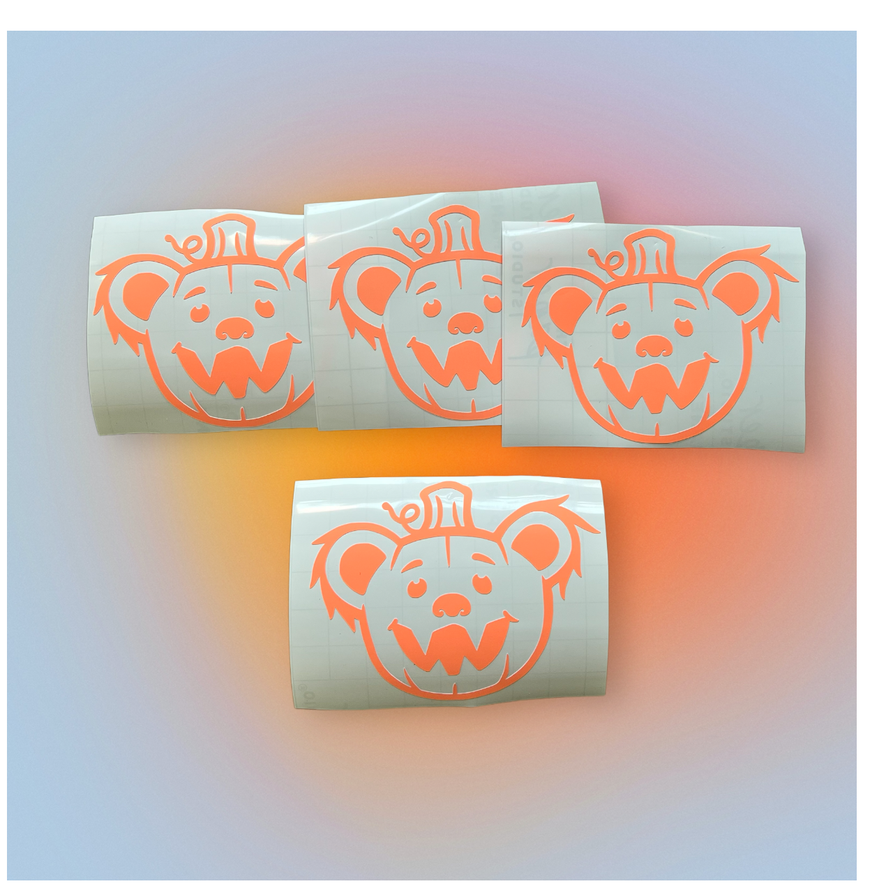 Glow in the dark pumpkin bear stickers