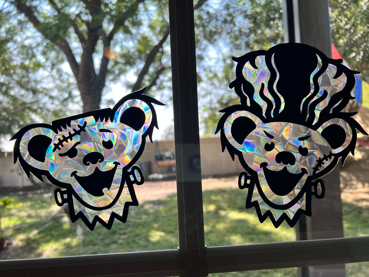 Frankenbear and Bearbride window cling set