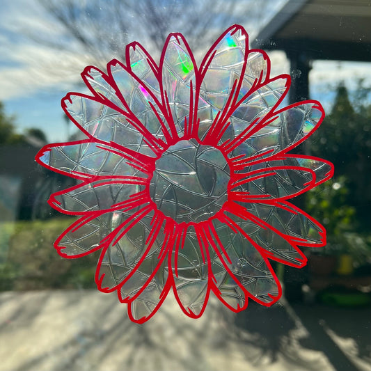 Red daisy window cling