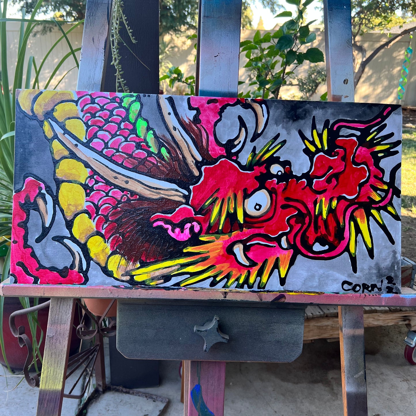 Red dragon painting