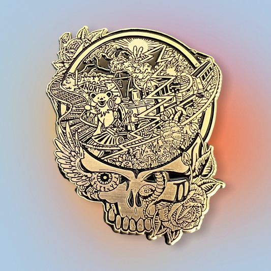 Northbound Stealie pin - antique gold