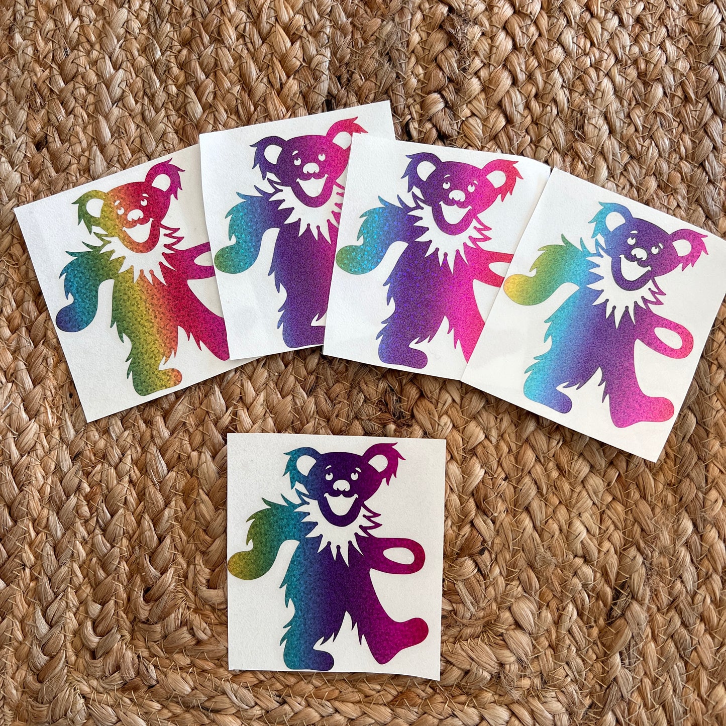 Rainbow glitter bear stickers