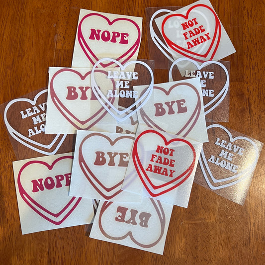 Conversation heart stickers